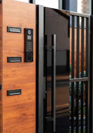 Secure Door with Smart Lock - A modern and high-tech entryway option equipped with advanced security features for enhanced safety and convenience.