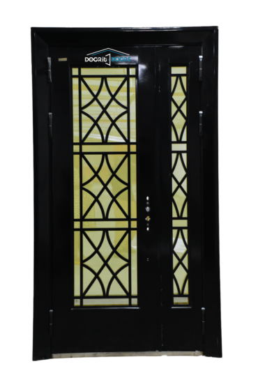 modern black french Double steel Doors
